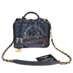 High quality Chanel Vanity Case Blue Black Caviar in Texas